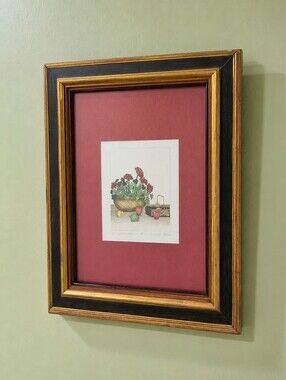 Michael Bush Vintage Artist Sign HC Print An Apple a Day Framed Picture Limited